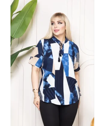 Bebe Yaka Püskül Detaylı Bluz Desenli