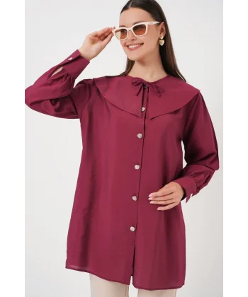 Bebe Yaka Uzun Tunik 5967 - Bordo