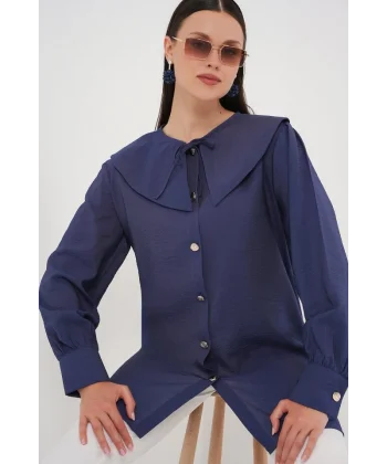 Bebe Yaka Uzun Tunik 5967 - İndigo