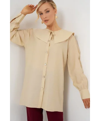 Bebe Yaka Uzun Tunik 5967 - Krem