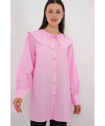 Bebe Yaka Uzun Tunik 5967 - Pembe
