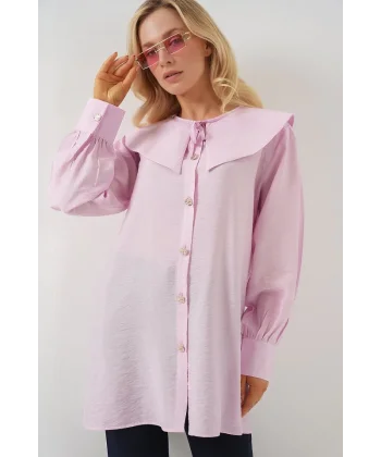 Bebe Yaka Uzun Tunik 5967 - Pudra