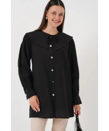 Bebe Yaka Uzun Tunik 5967 - Siyah