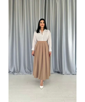 Bej Çizgili Gömlek