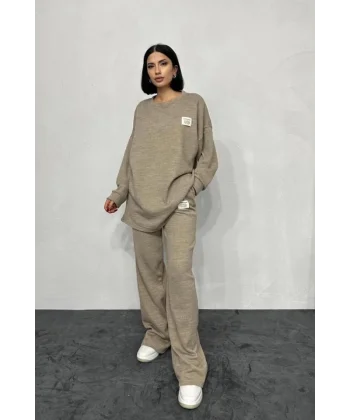 Bej Salaş Bluz Ve Pantolon Takım