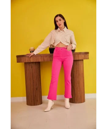 Bej Taş İşlemeli Tasarım Gömlek