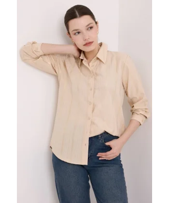 Bej Varak Desenli Gömlek 20253