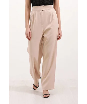Bej Yüksek Bel Kumaş Pantolon 6612