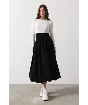 Bel Bantlı Balon Etek  iyah