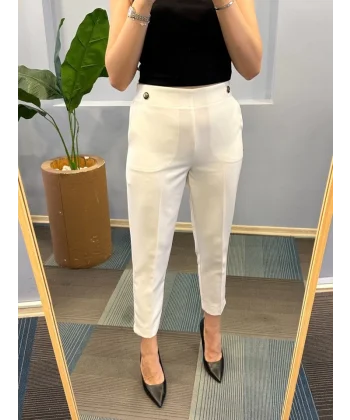 Bel Lasti̇kli̇ Düğmeli̇ Pantolon