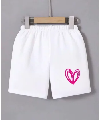 Beli astikli Baskılı ini Şort  Beyaz