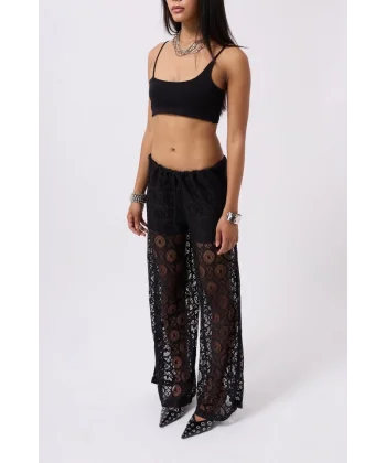 Beli Bağcıklı Dantel Pantolon