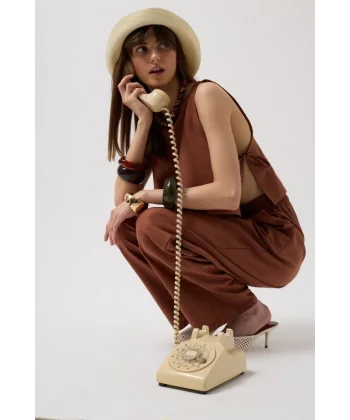 Beli Bağcıklı Düz Kesim Pantolon