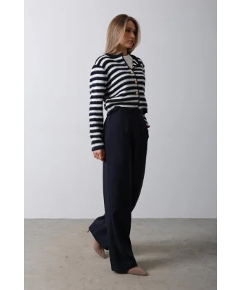 Beli Yarım astikli Palazzo Pantolon  acivert