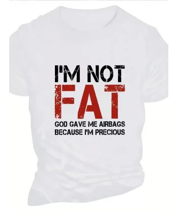 Ben Şişman Değilim Tanrı Bana Hava Yastığı Verdi Çünkü Ben Değerliyim Tişörtü - Beyaz