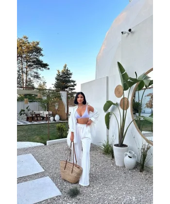 Beyaz Alice Gömlek Ve Bol Kesim Pantolon Takım