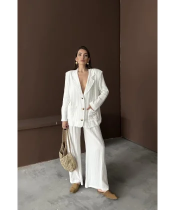 Beyaz Oversize Müslin Takım
