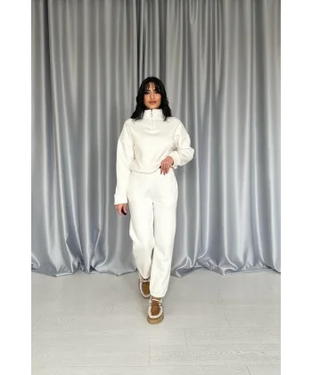 Beyaz Üç İplik Eşofman Takım