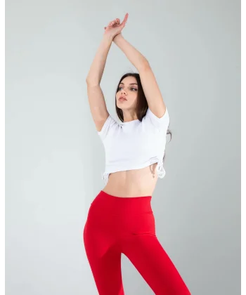 Beyaz Yandan Büzgülü Crop