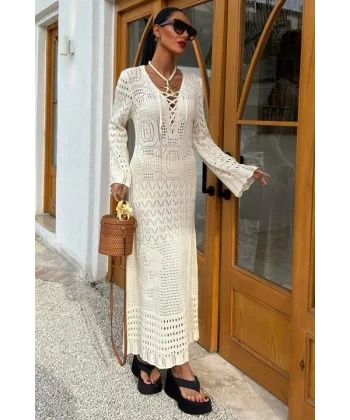 Birit Detaylı Ajurlu Elbise 2838