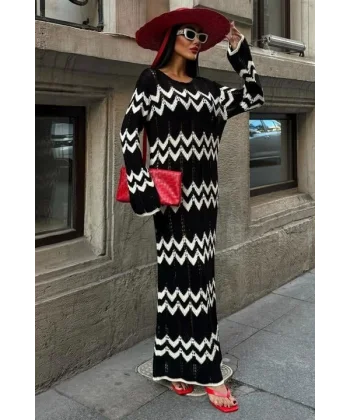 Birit Detaylı Ajurlu Elbise 2839