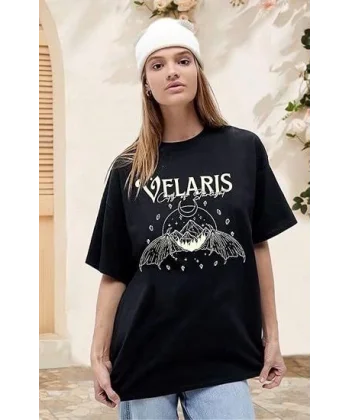 Bisiklet Yaka Baskılı Tshirt  iyah