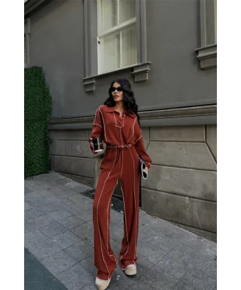 BİYEİ BUZ PANTOON TAKI ŞÖNİ KUAŞ  Kiremit