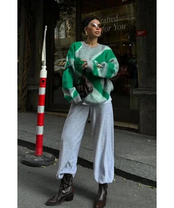 Blok Desen Neon Triko Kazak 1345