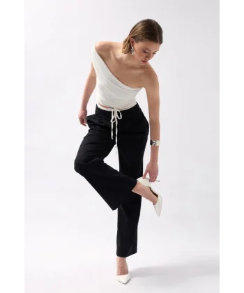 Boxer Detay Bağcıklı Pantolon