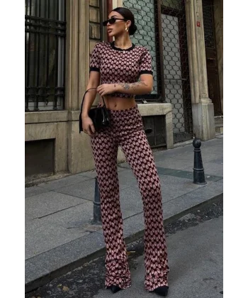 Brenda Desenli Crop Takım 9019-08