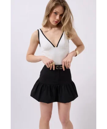 Büzgü Detay Mini Etek