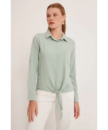 Çağla Yeşili Viskon Gömlek 20237