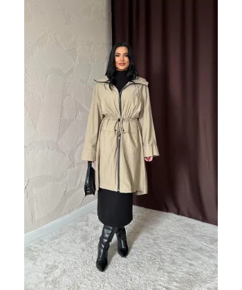 Camel Askı Detaylı Trençkot