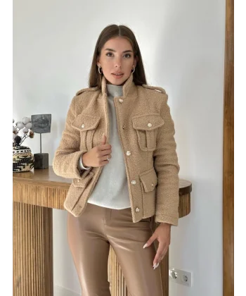 Camel Cepli Yumoş Ceket