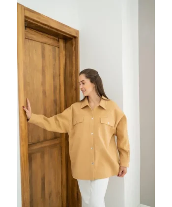 Camel Kaşe Çift Cepli Gömlek