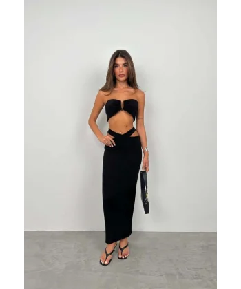 Çapraz Bel Maxi Etek