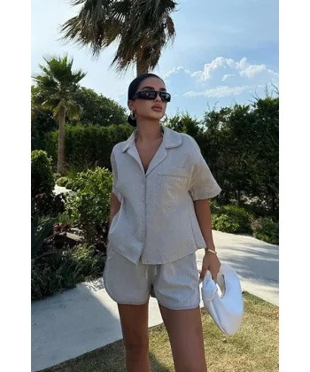 Carnation Keten Şort Takım 9470-12