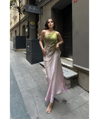 Carol Tek Omuz Saten Elbise 2613