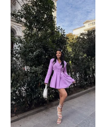 CEKET ELBİSE PENS DETAYLI - Lila