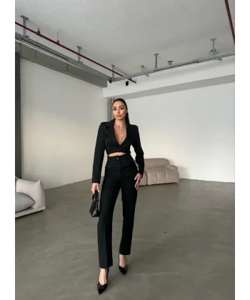 CEKET YAKA BEL DEKOLTELİ TULUM - Siyah