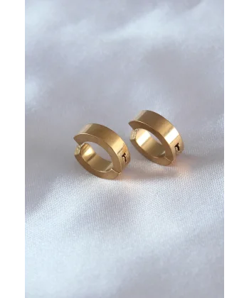 Çelik Gold Renk Sıkıştırmalı Erkek Küpe