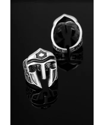 Çelik Miğfer Figürlü Ayarlamalı Erkek Yüzük