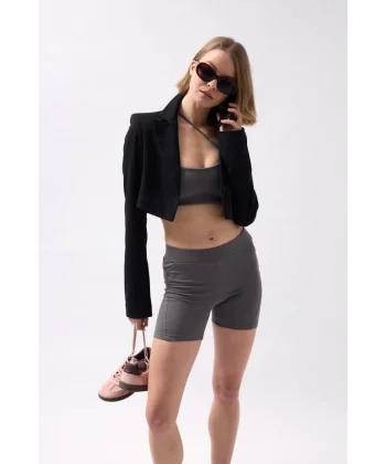 Cep Detay Biker Şort