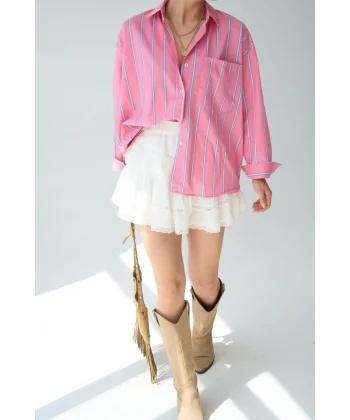 Cepli Gömlek - Pembe-Mavi