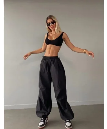 Cepli Paraşut Pantalon - Siyah