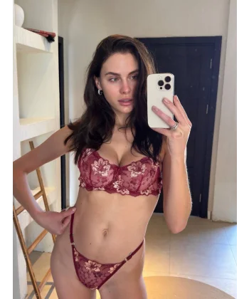 Charlotte Brode Takım - Bordo Çiçekli