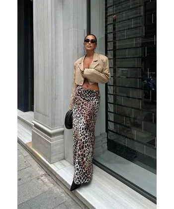 Chloe Animal Desen Saten Etek 4044