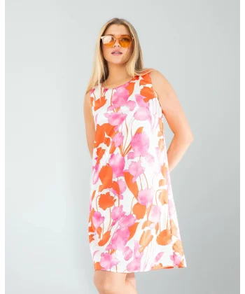 Çiçek Desen Saten Elbise