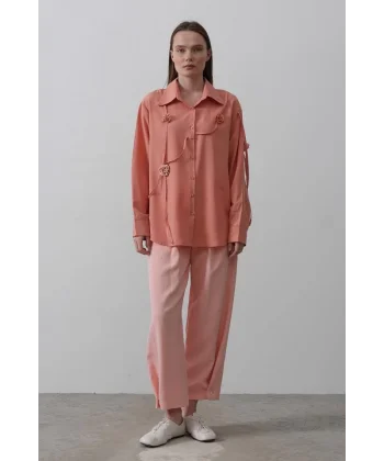 Çiçekli Oversize Gömlek  omon