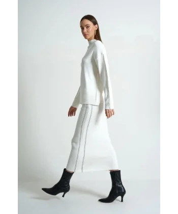 Çift İgne Süzeneli Takım  EkruSiyah